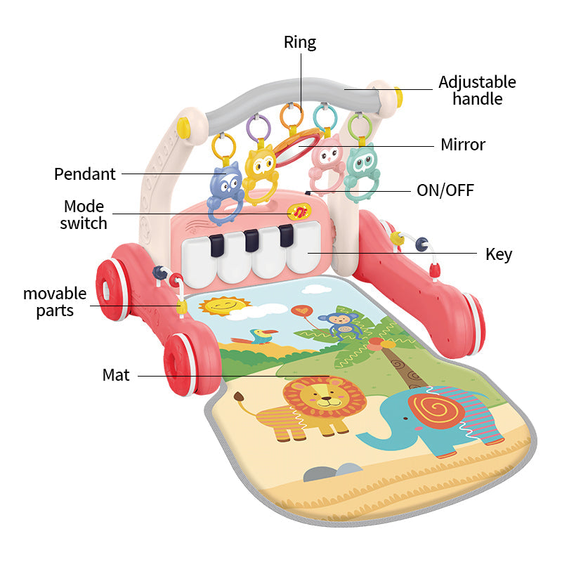 Huanger - Baby Play Gym Walker W/ Piano Activity Center - Multicolor