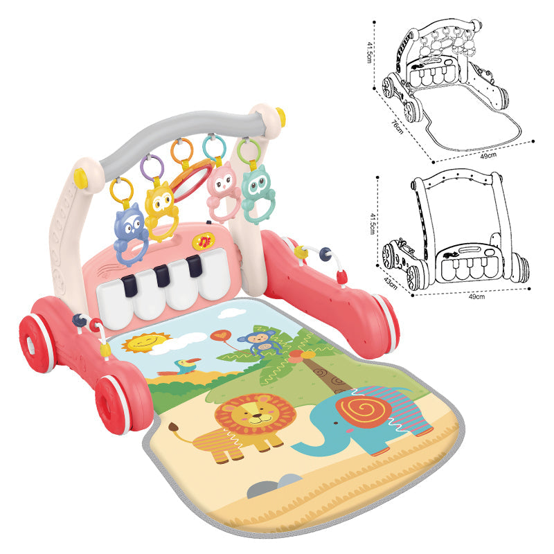 Huanger - Baby Play Gym Walker W/ Piano Activity Center - Multicolor