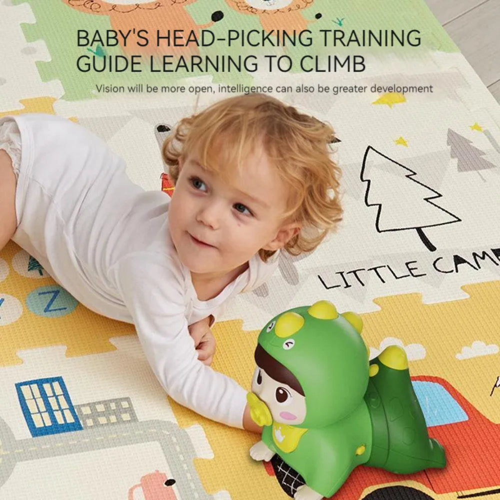 Huanger - Baby Crawling Doll Toy With Music & Lights - Green/Pink
