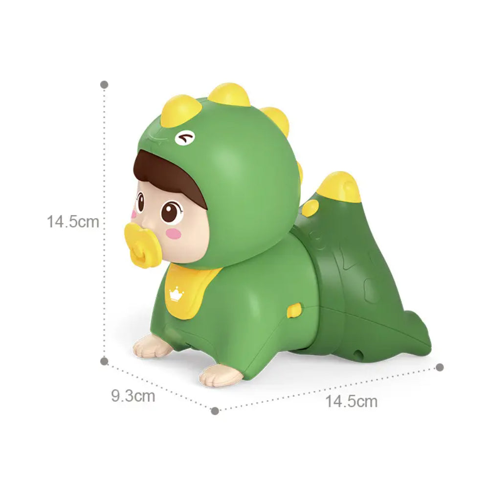 Huanger - Baby Crawling Doll Toy With Music & Lights - Green/Pink