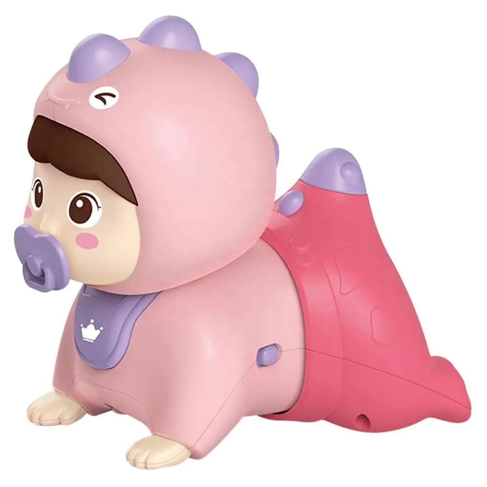 Huanger - Baby Crawling Doll Toy With Music & Lights - Green/Pink