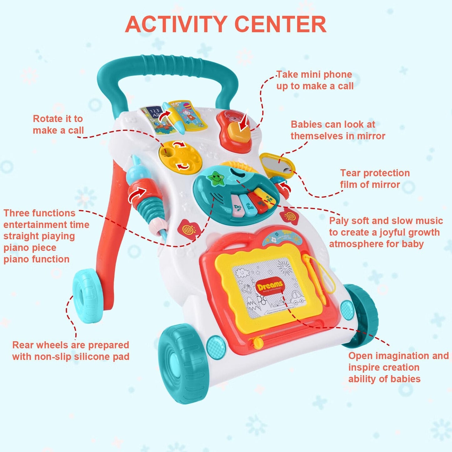 Huanger - Baby Walker Push Activity Learning Toy - Green