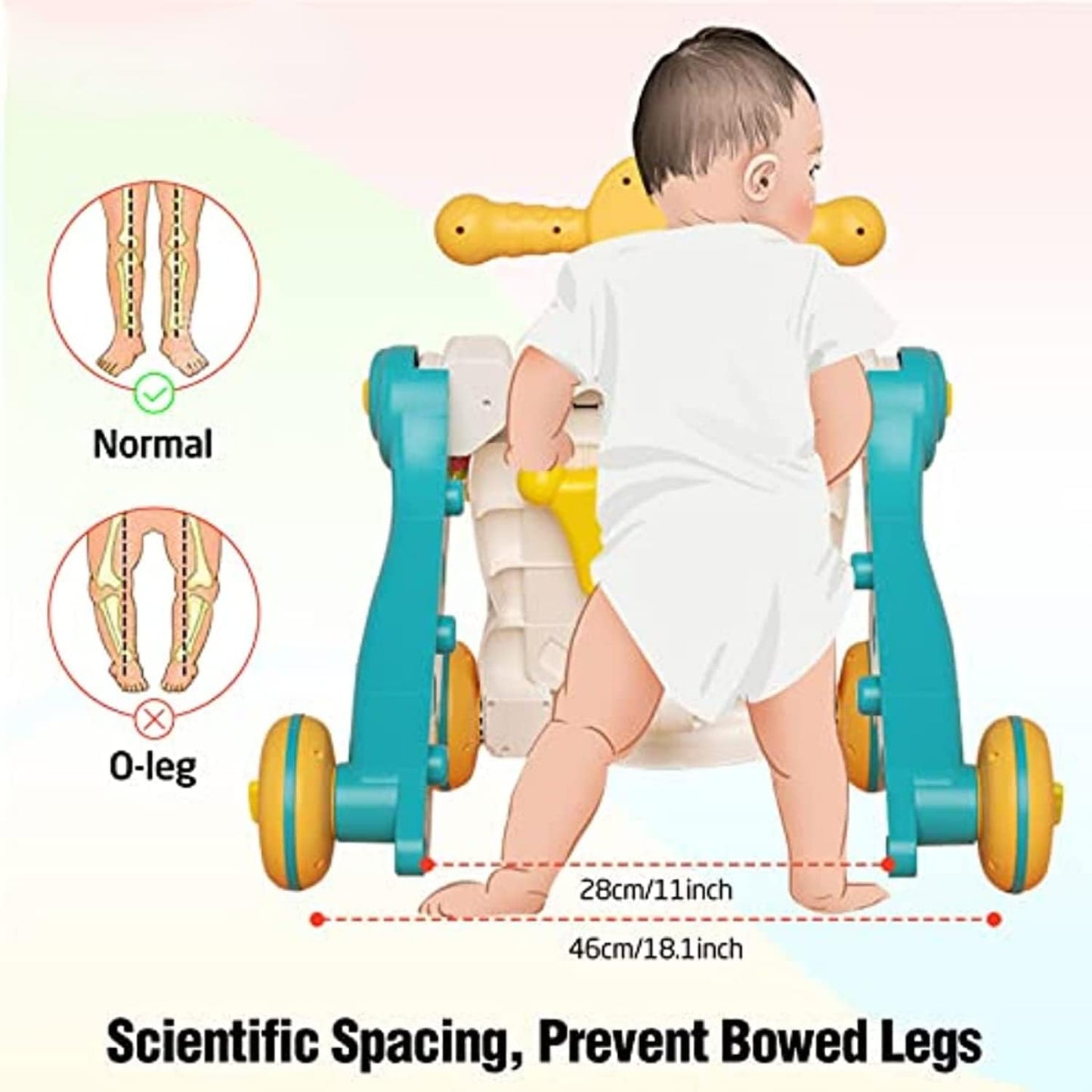 Huanger -Baby Activity Walker Sit-To-Stand Educational-Blue/Pink