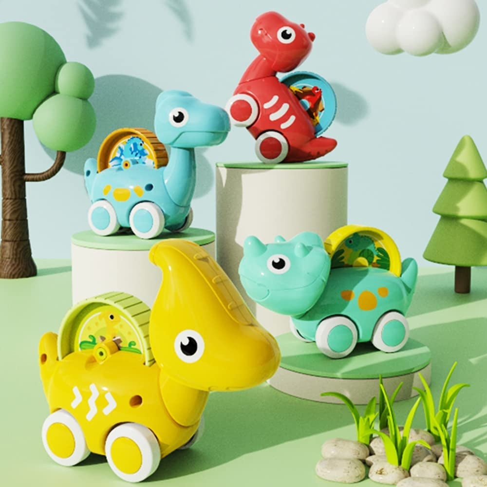 Huanger -Baby Dinosaur Push And Pull Toy Car With Wheels - Multicolor