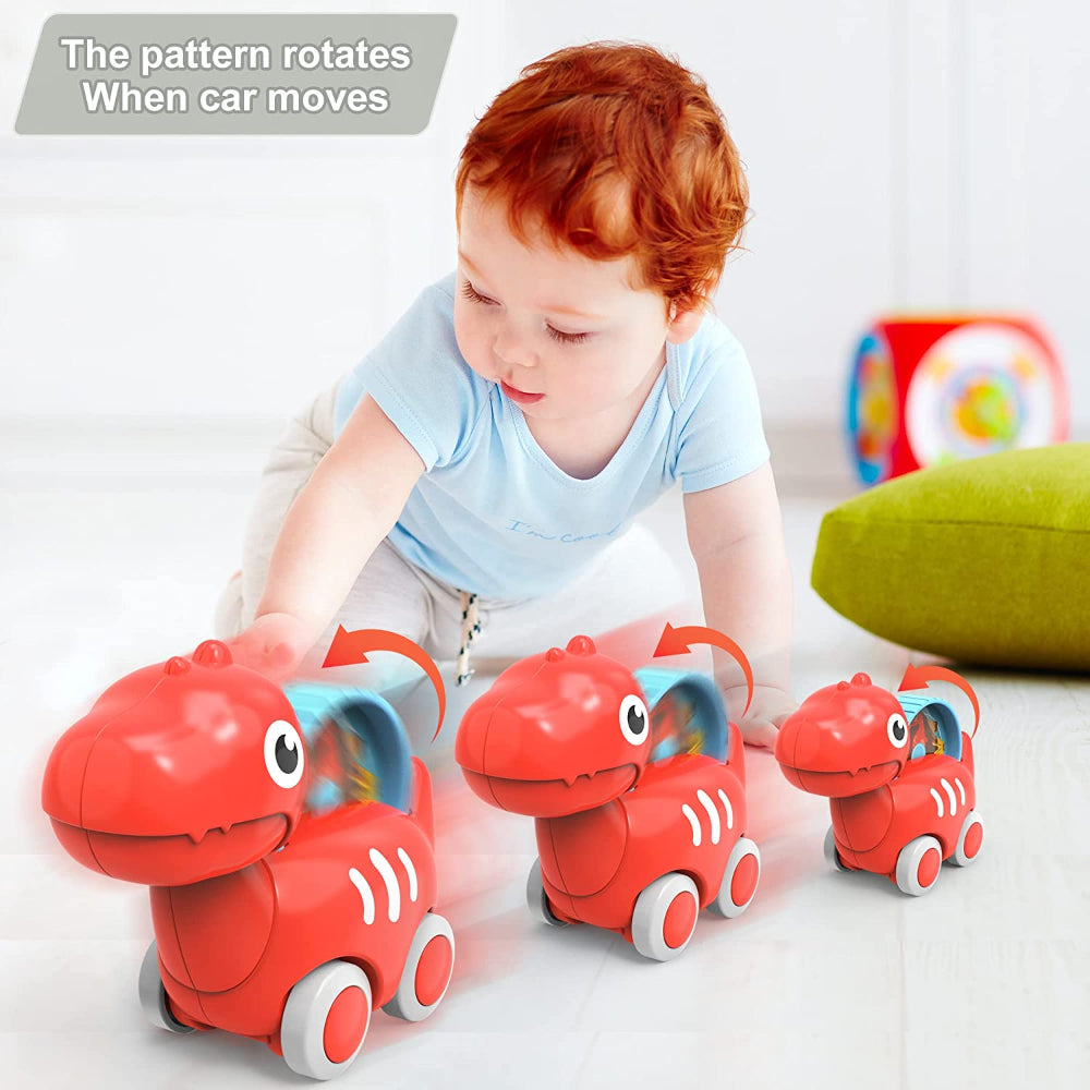 Huanger -Baby Dinosaur Push And Pull Toy Car With Wheels - Multicolor