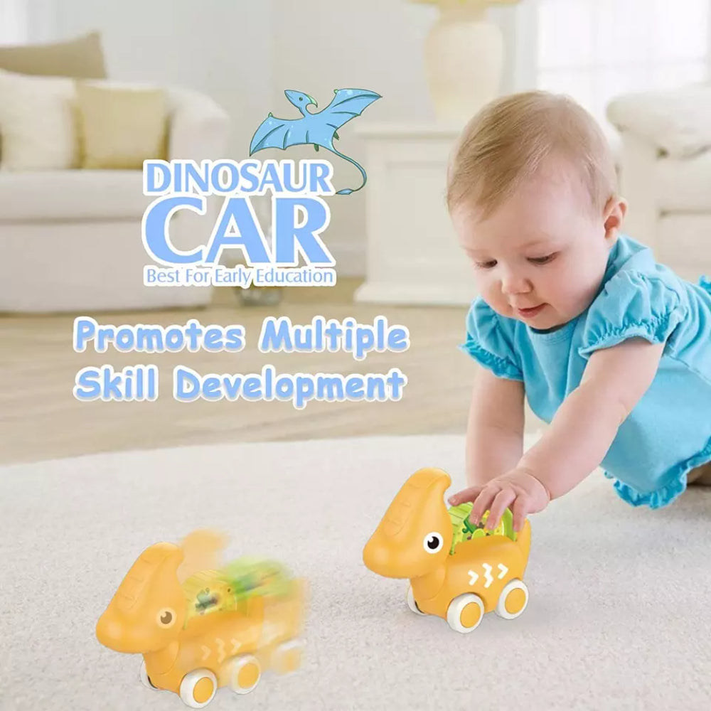 Huanger -Baby Dinosaur Push And Pull Toy Car With Wheels - Multicolor