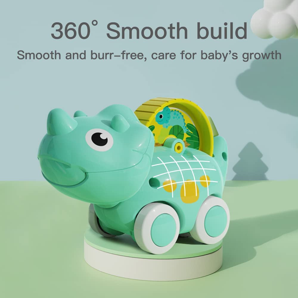 Huanger -Baby Dinosaur Push And Pull Toy Car With Wheels - Multicolor