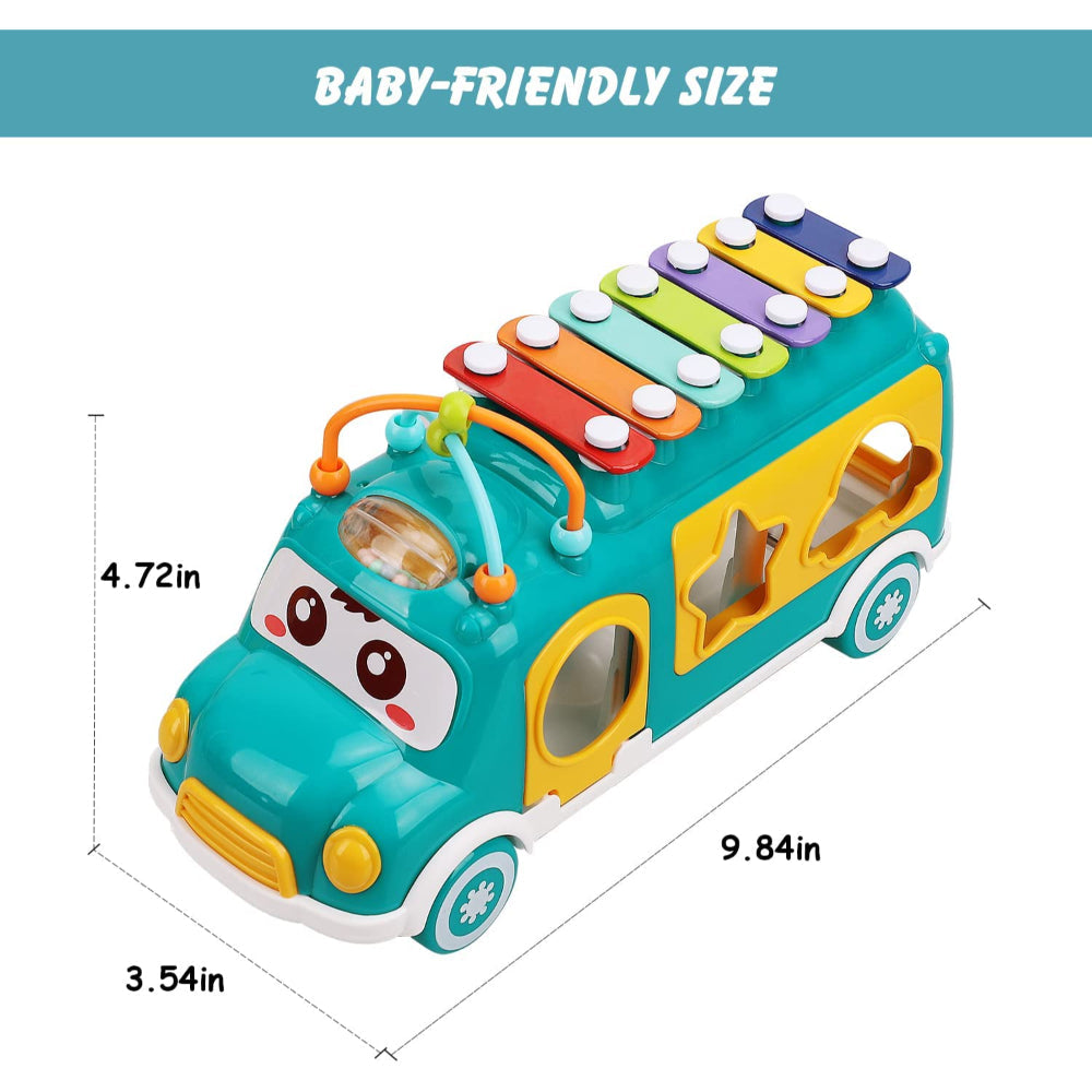 Huanger - Baby Musical Bus Toy With Xylophone -Green/Orange