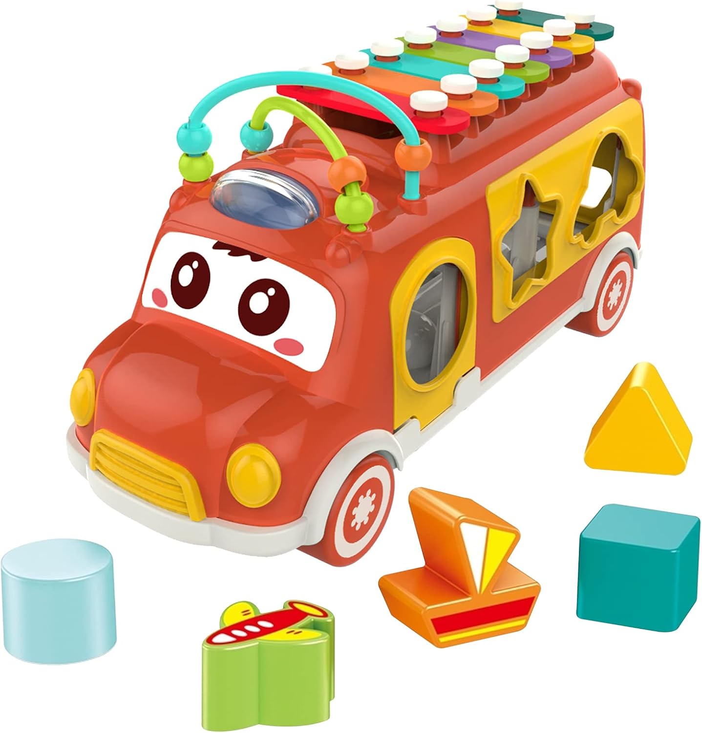 Huanger - Baby Musical Bus Toy With Xylophone -Green/Orange
