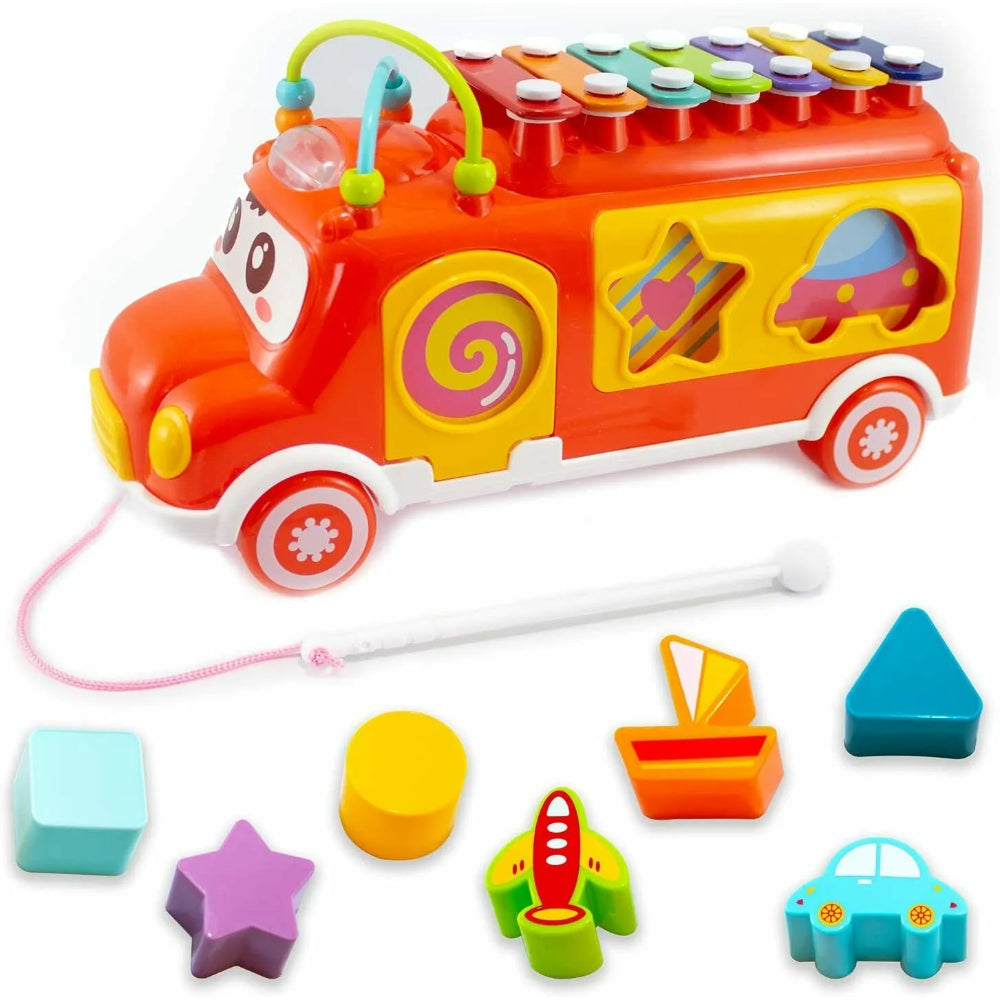Huanger - Baby Musical Bus Toy With Xylophone -Green/Orange
