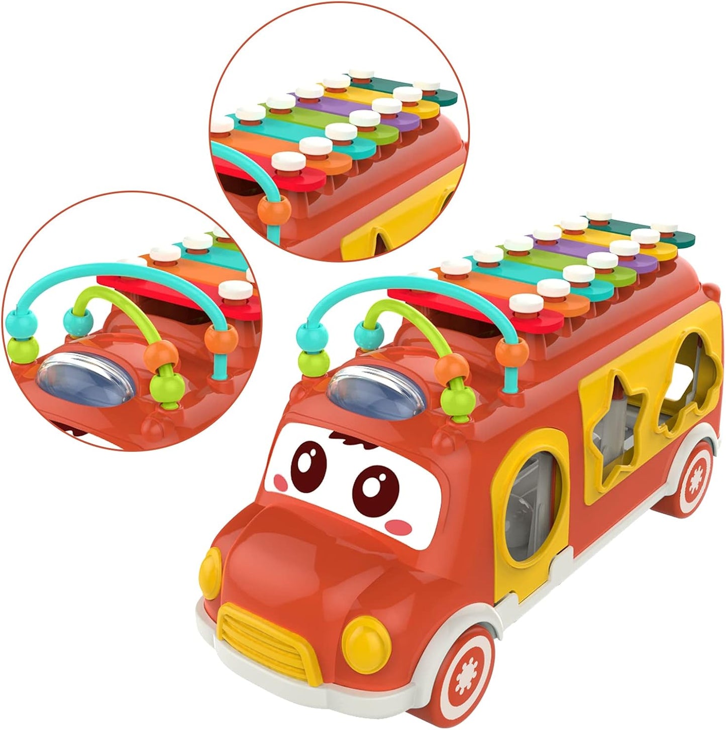 Huanger - Baby Musical Bus Toy With Xylophone -Green/Orange