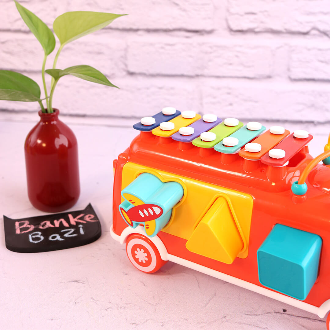 Huanger - Baby Musical Bus Toy With Xylophone -Green/Orange