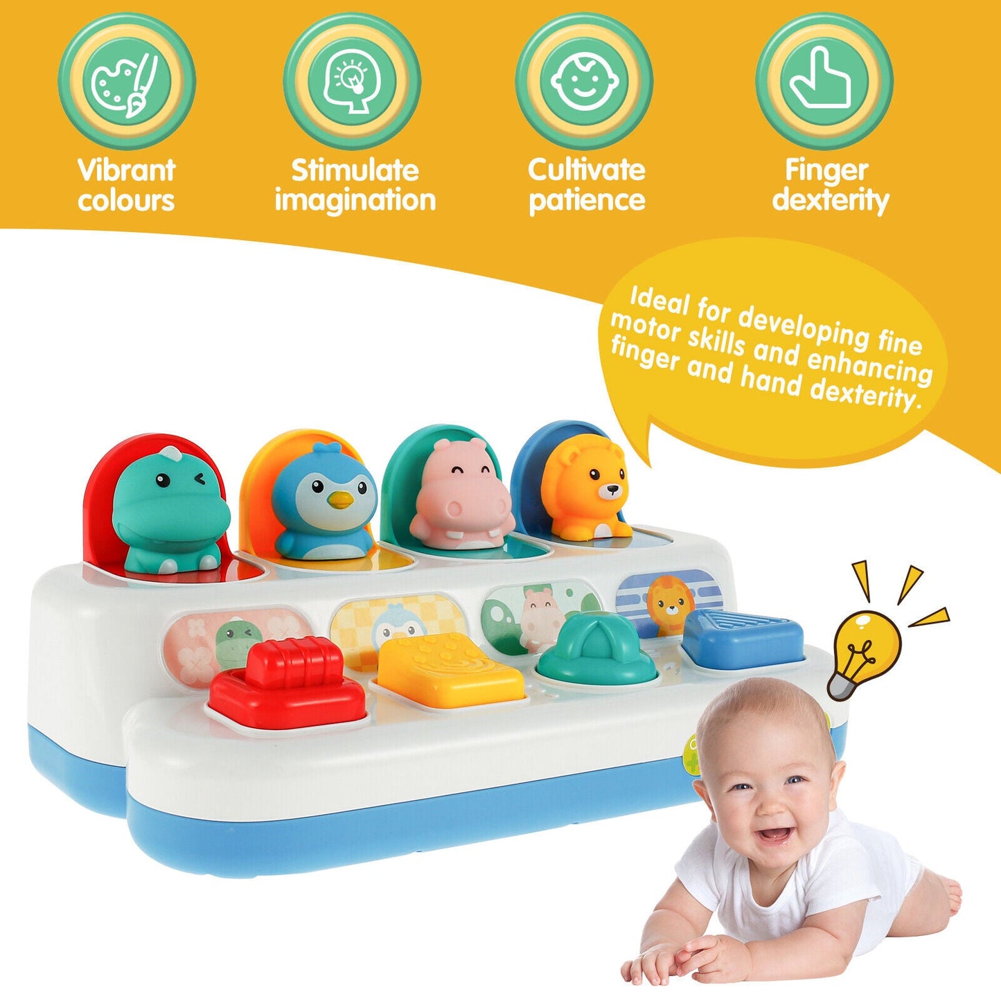 Baby Early Development Educational Toy for 1 Year Old – Interactive Learning, Cognitive Growth, Fine Motor Skills, Animal Figures, Vibrant Colors, Safe & Durable Design for Toddlers' Active Play