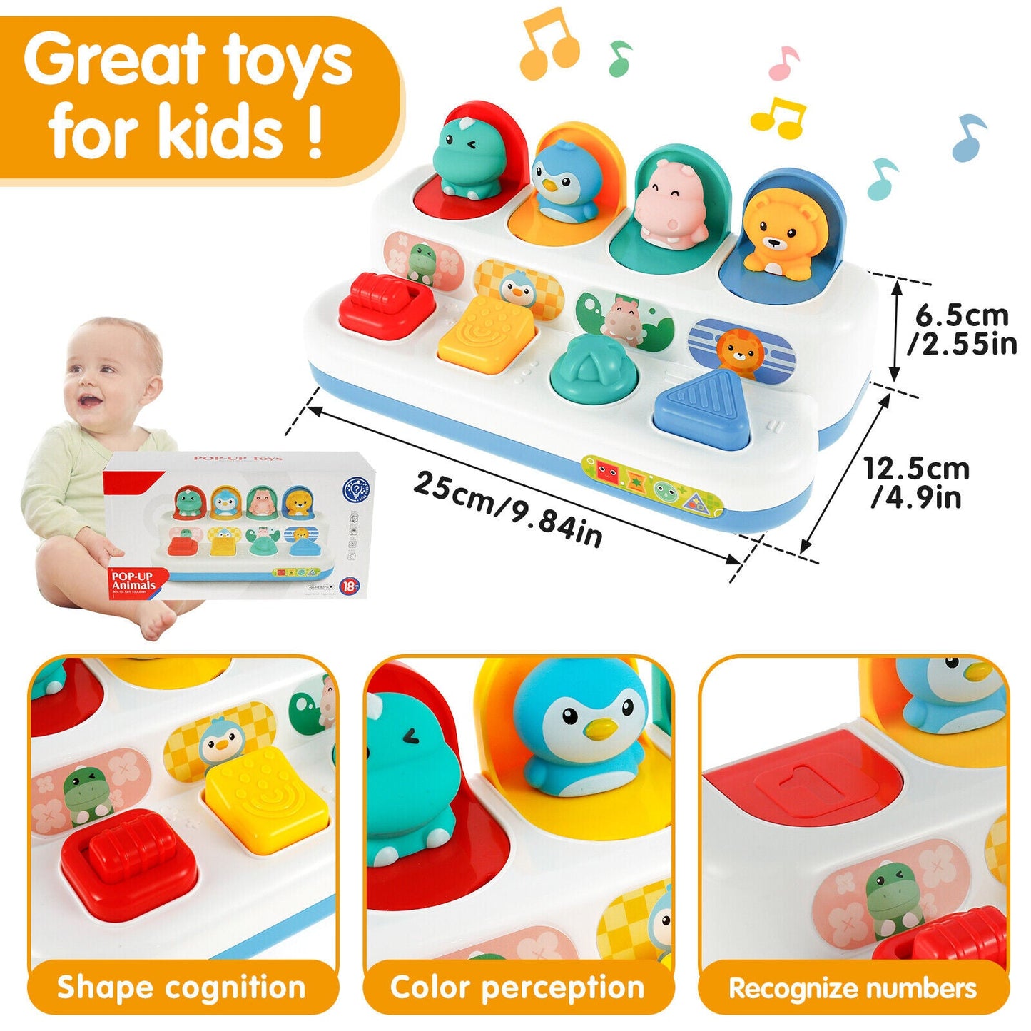 Baby Early Development Educational Toy for 1 Year Old – Interactive Learning, Cognitive Growth, Fine Motor Skills, Animal Figures, Vibrant Colors, Safe & Durable Design for Toddlers' Active Play