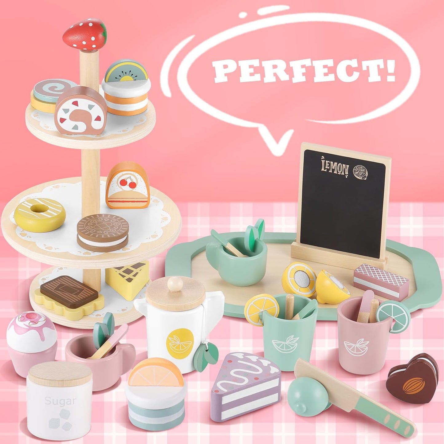 Little Angel - Wooden Dessert Stand Toy – Cake Cupcake Playset