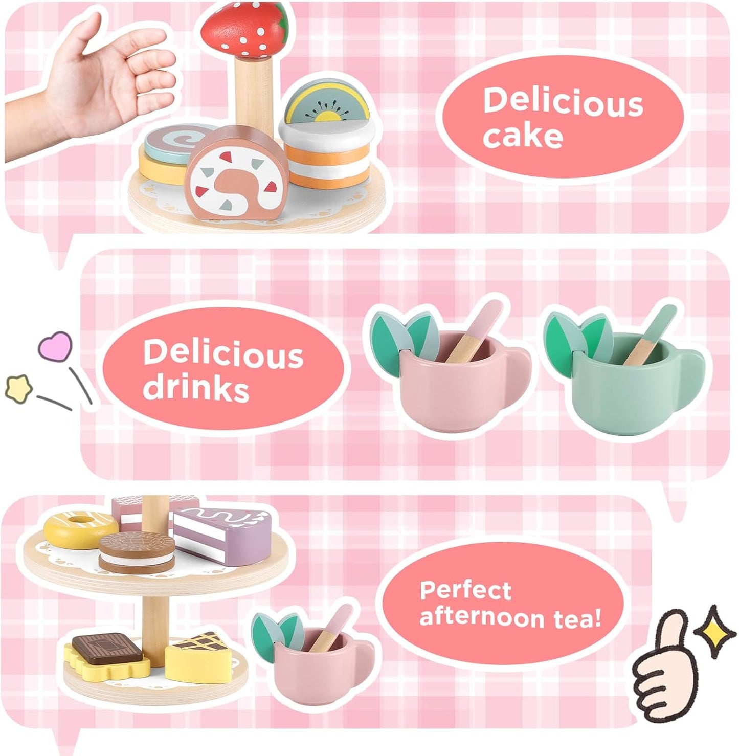 Little Angel - Wooden Dessert Stand Toy – Cake Cupcake Playset