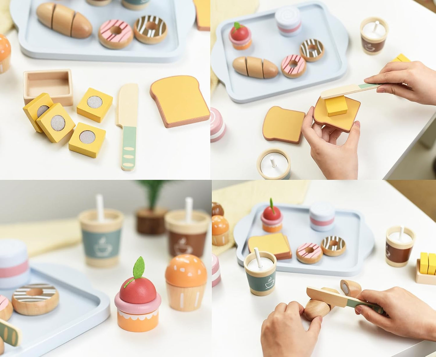 Little Angel - Kids Wooden Breakfast Playset – Pretend Food Toy