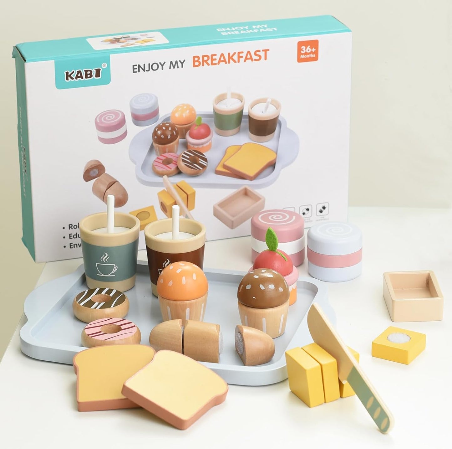 Little Angel - Kids Wooden Breakfast Playset – Pretend Food Toy