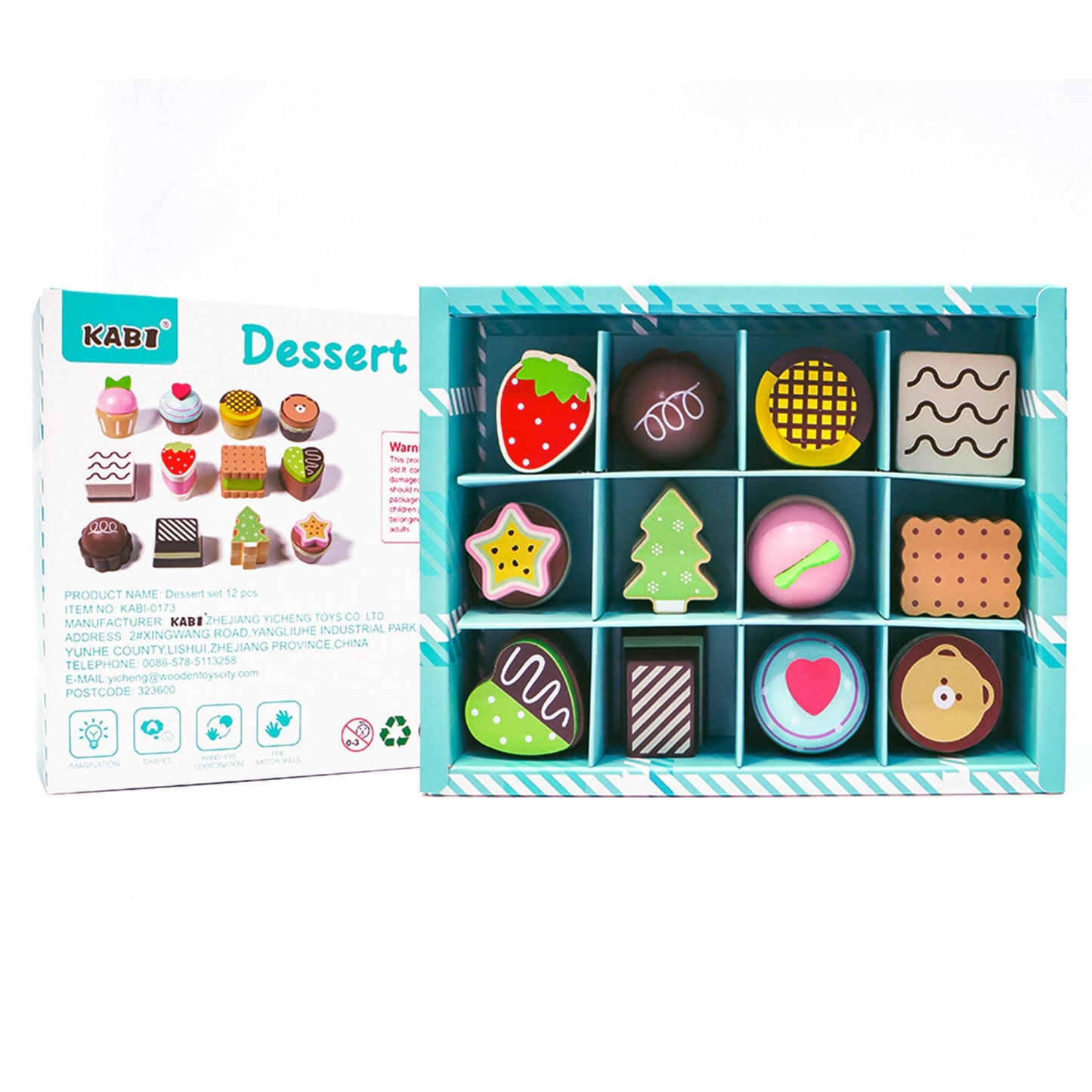 Little Angel - Kids Wooden Dessert Box Playset – 12 Pcs Pretend Toy