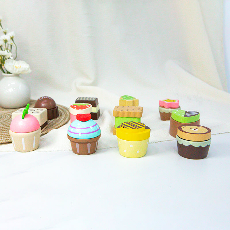 Little Angel - Kids Wooden Dessert Box Playset – 12 Pcs Pretend Toy