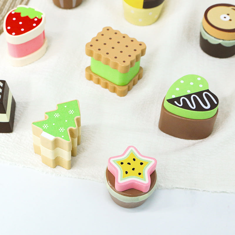 Little Angel - Kids Wooden Dessert Box Playset – 12 Pcs Pretend Toy