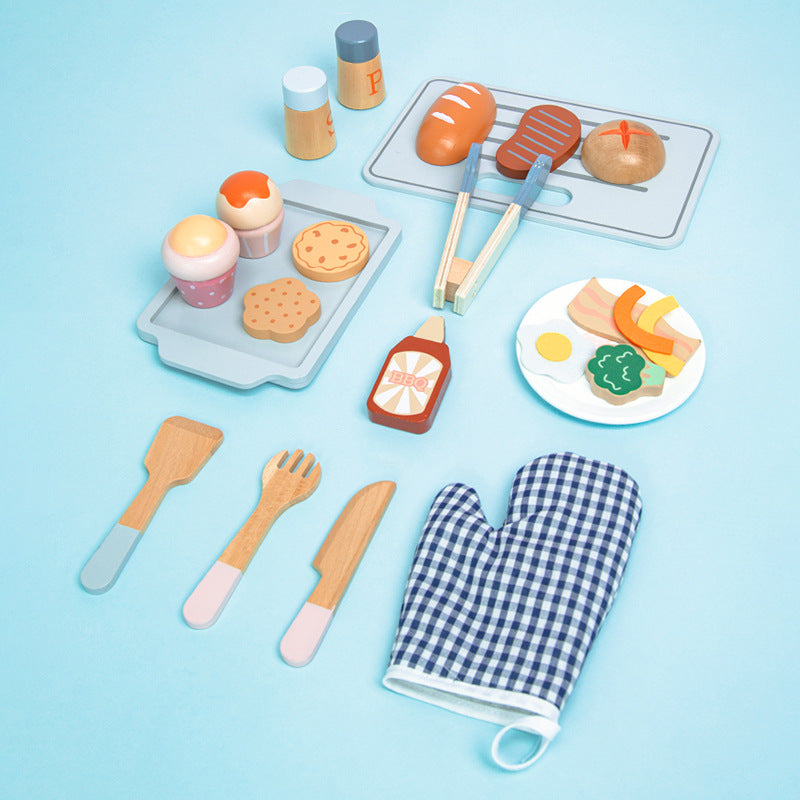 Little Angel -Kids Wooden Oven Playset – Baking Pretend Toy Set