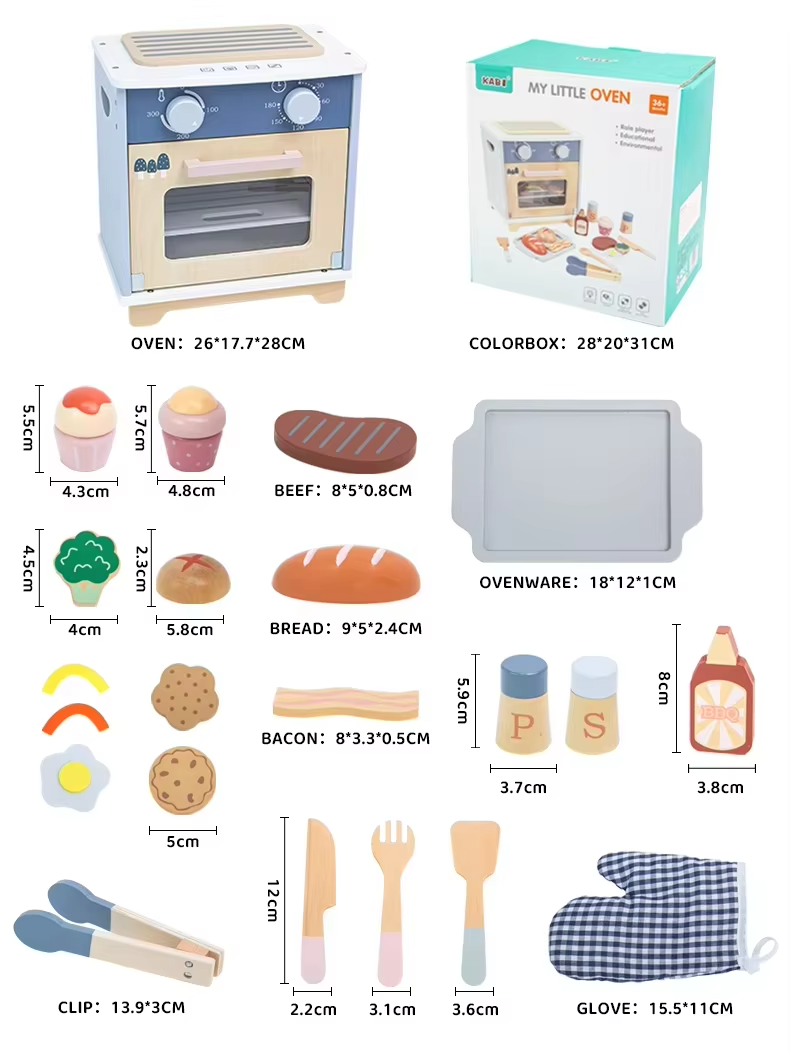 Little Angel -Kids Wooden Oven Playset – Baking Pretend Toy Set