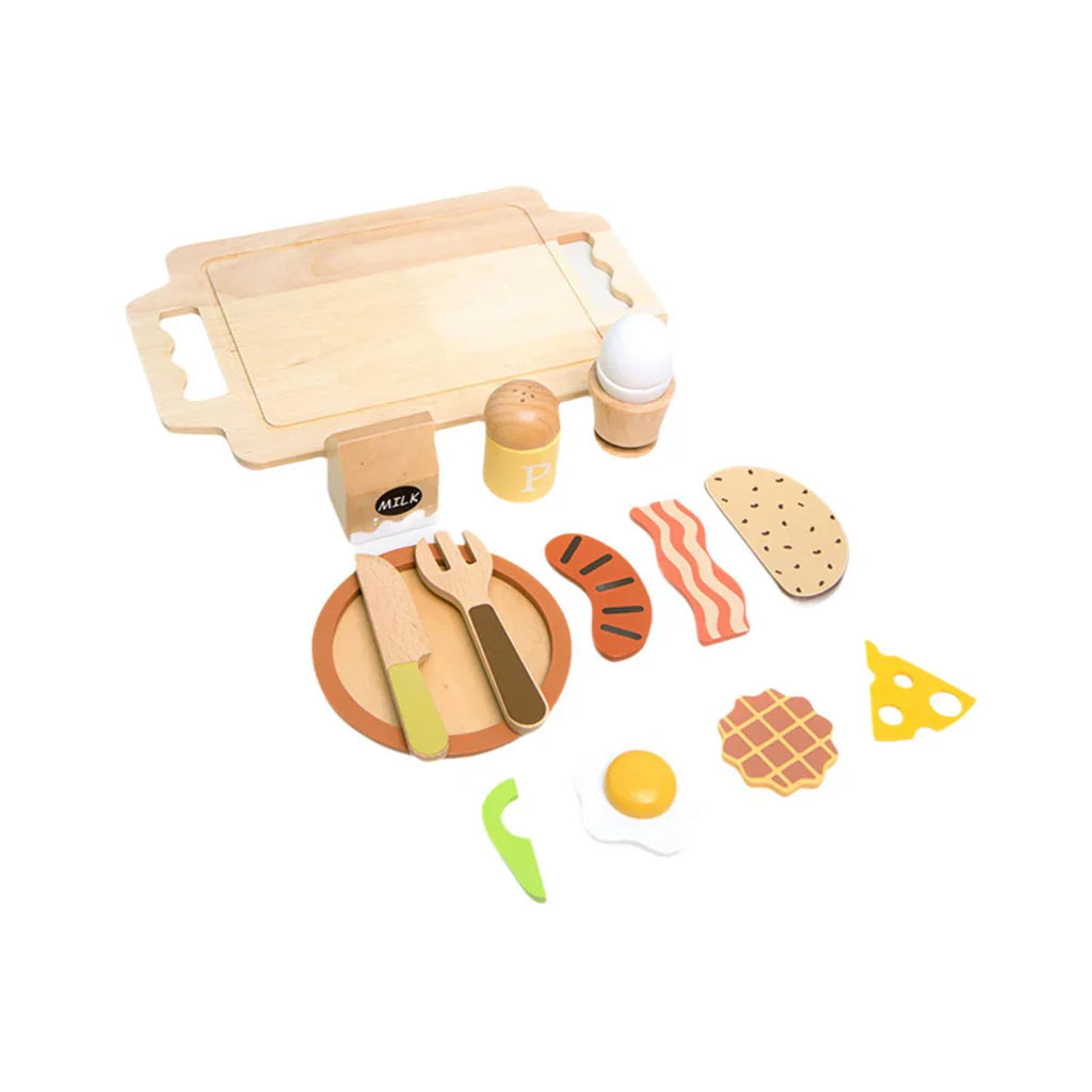 Little Angel - Kids Wooden Breakfast Set – Pretend Cutting Food Toy