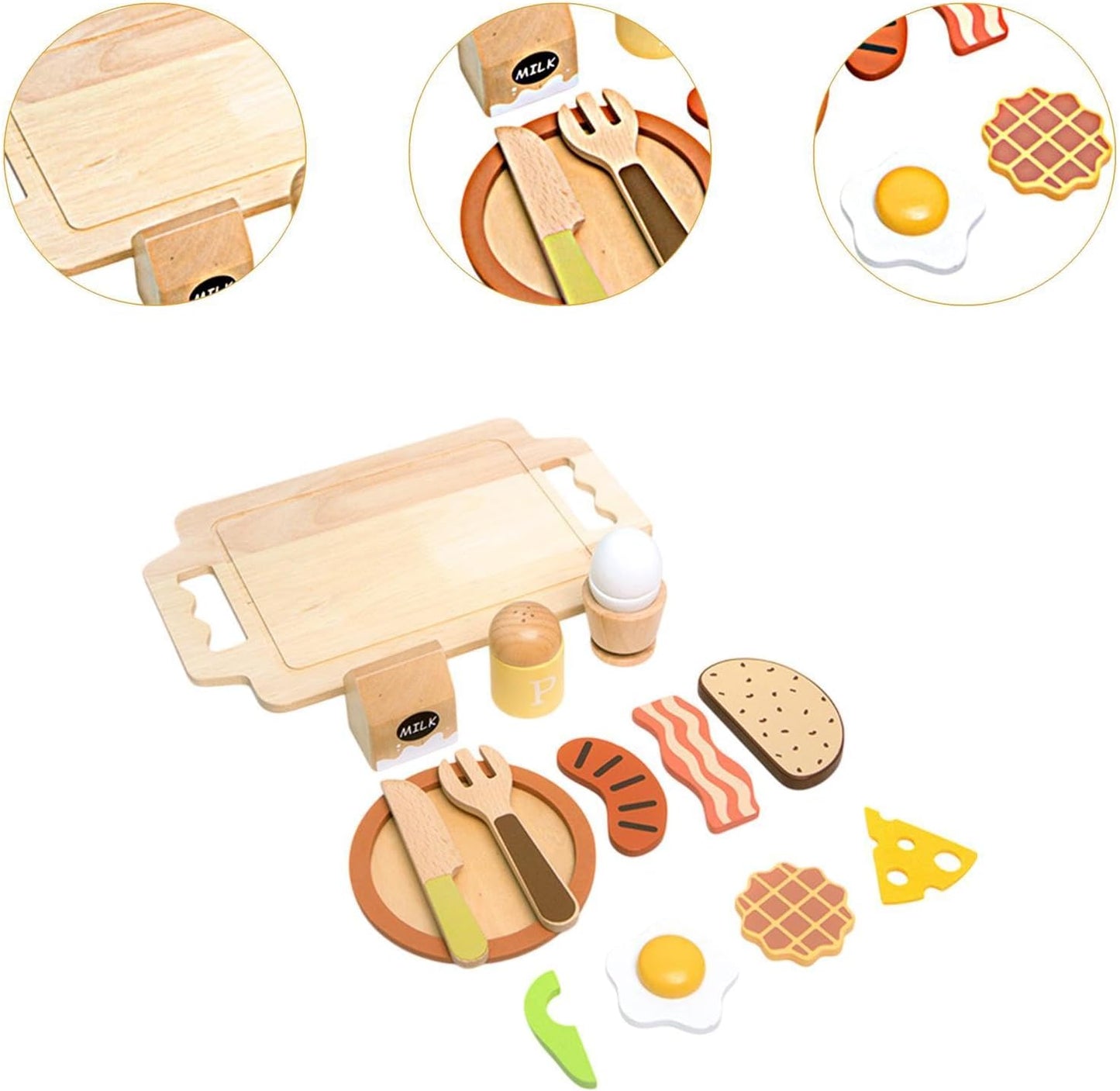 Little Angel - Kids Wooden Breakfast Set – Pretend Cutting Food Toy