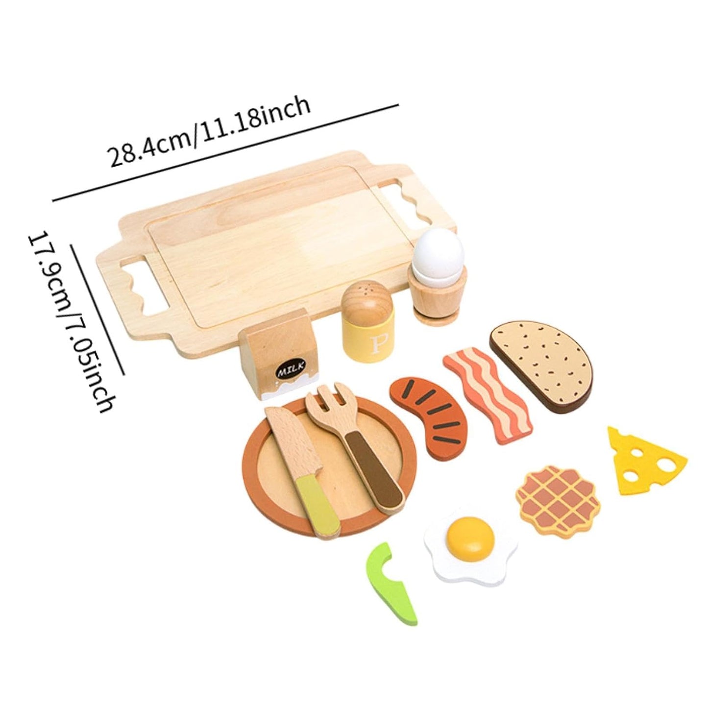 Little Angel - Kids Wooden Breakfast Set – Pretend Cutting Food Toy