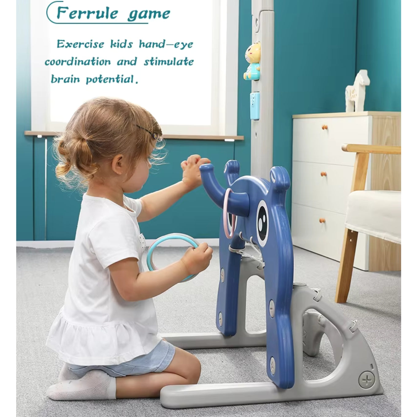 Little Angel Kids Basketball,Football,And Golf Playset-Blue/Green
