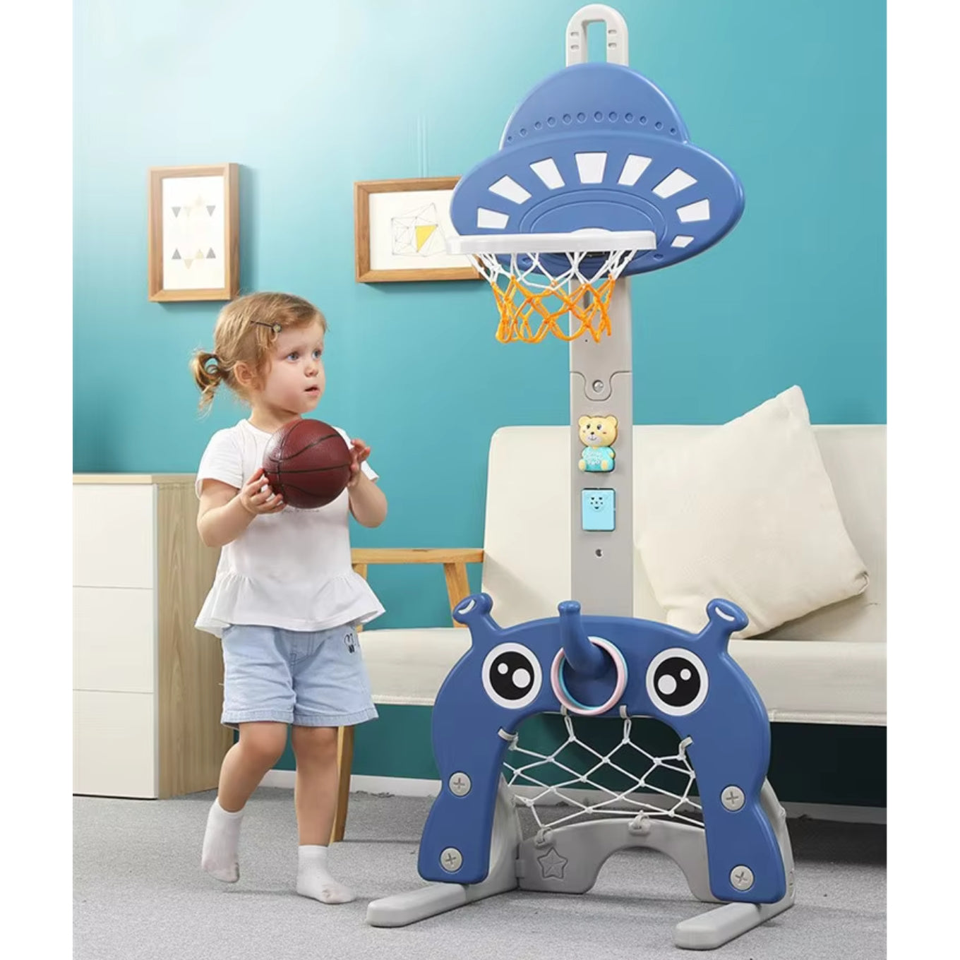 Little Angel Kids Basketball,Football,And Golf Playset-Blue/Green