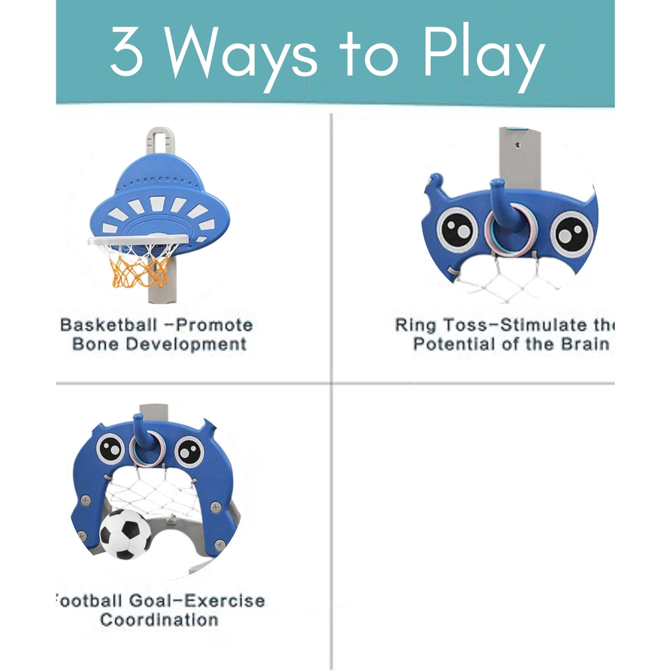 Little Angel Kids Basketball,Football,And Golf Playset-Blue/Green