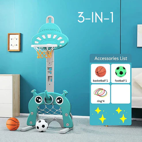 Little Angel Kids Basketball,Football,And Golf Playset-Blue/Green