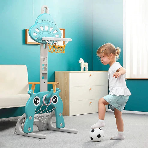 Little Angel Kids Basketball,Football,And Golf Playset-Blue/Green