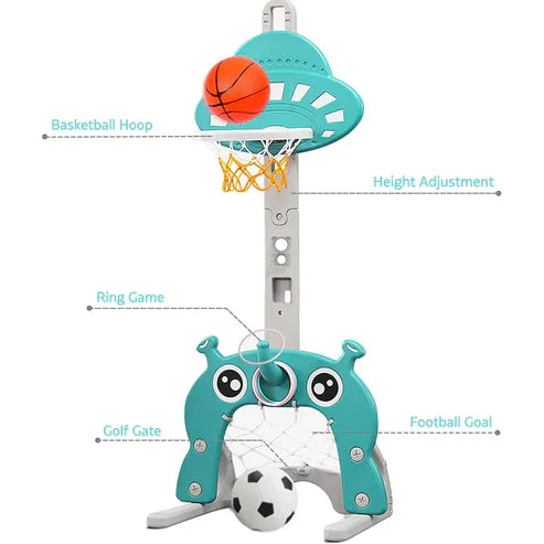 Little Angel Kids Basketball,Football,And Golf Playset-Blue/Green