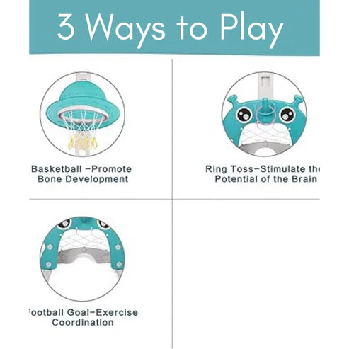Little Angel Kids Basketball,Football,And Golf Playset-Blue/Green