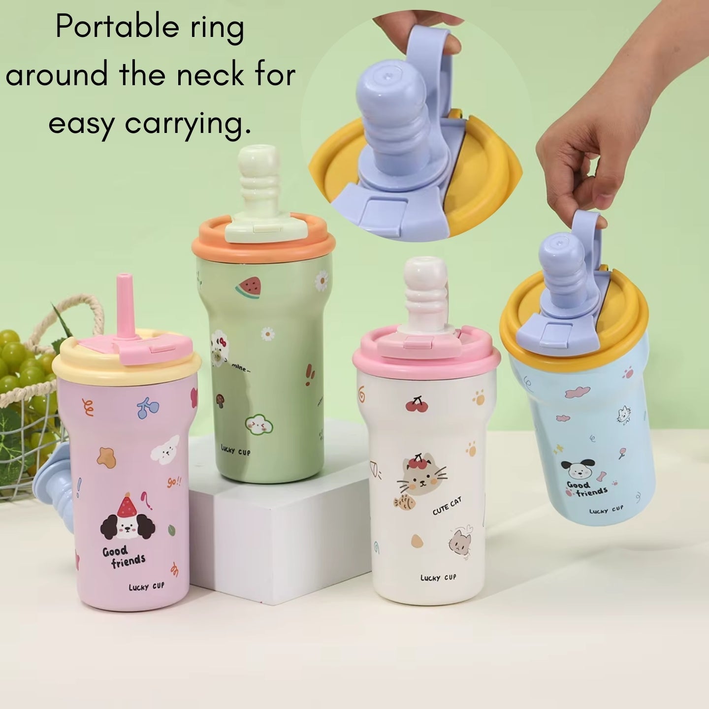 Little Angel - Kids Water Bottle 316 Stainless Steel Straw Cup 600Ml