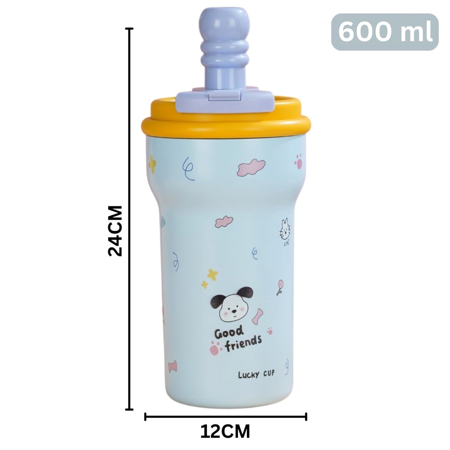 Little Angel - Kids Water Bottle 316 Stainless Steel Straw Cup 600Ml