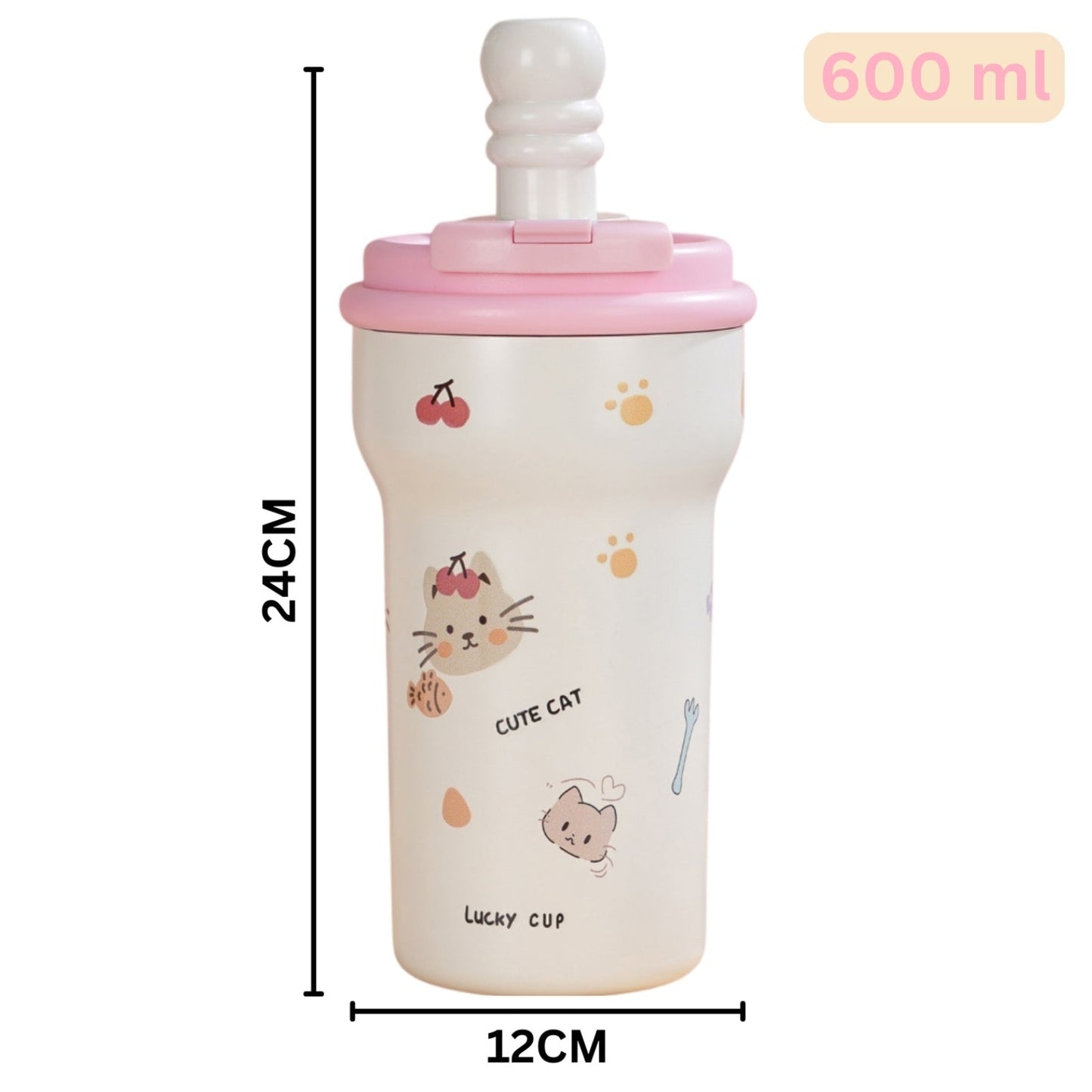 Little Angel - Kids Water Bottle 316 Stainless Steel Straw Cup 600Ml