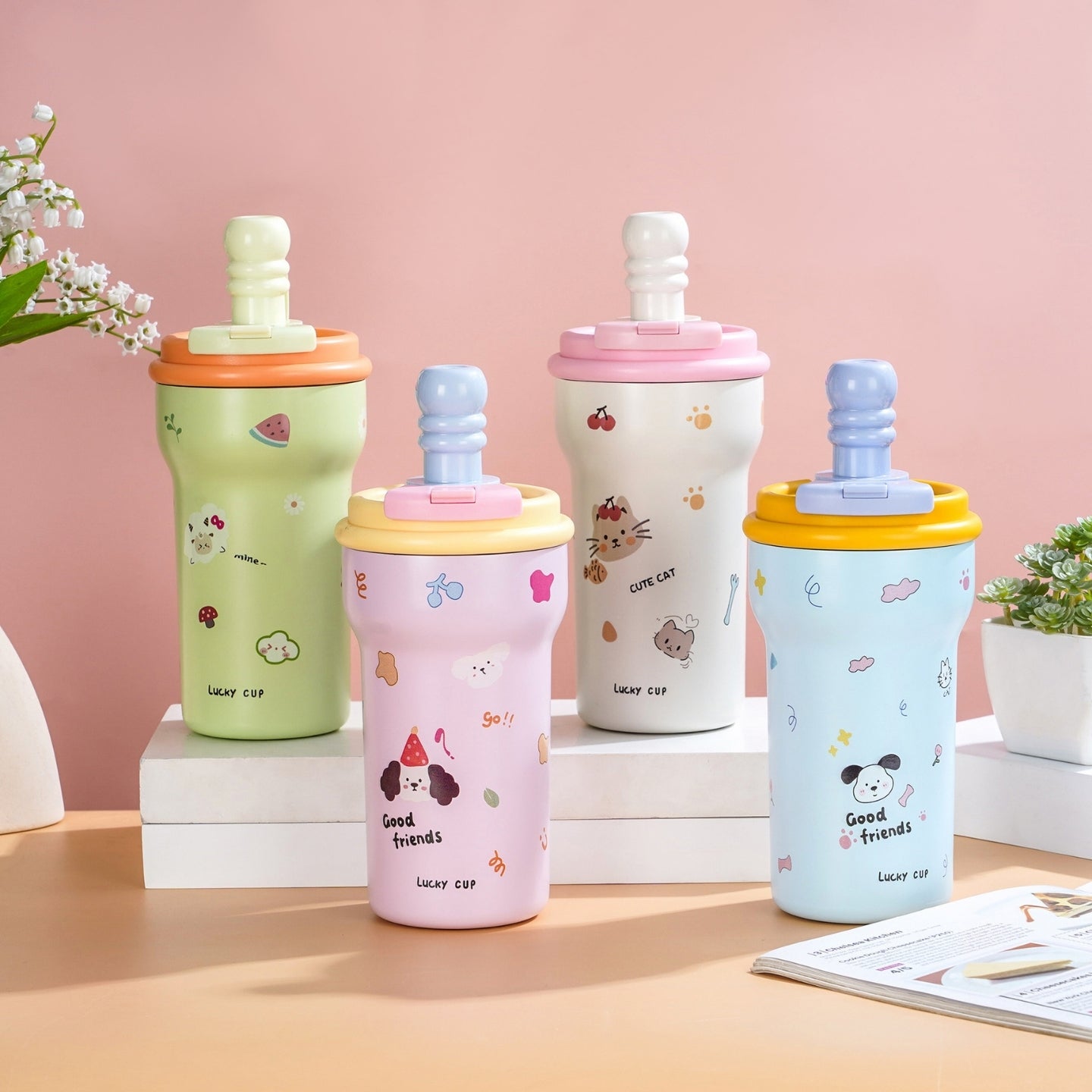 Little Angel - Kids Water Bottle 316 Stainless Steel Straw Cup 600Ml