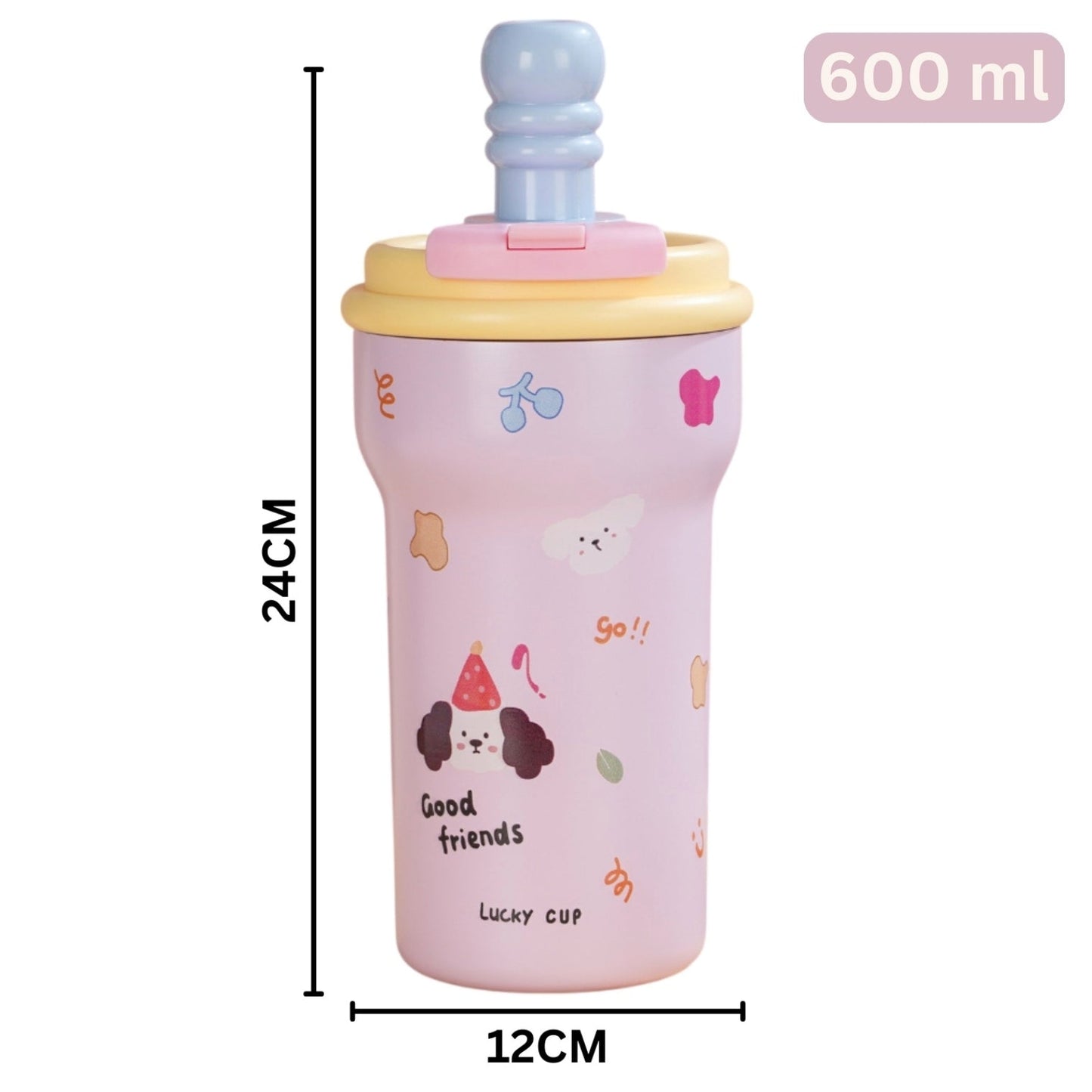 Little Angel - Kids Water Bottle 316 Stainless Steel Straw Cup 600Ml