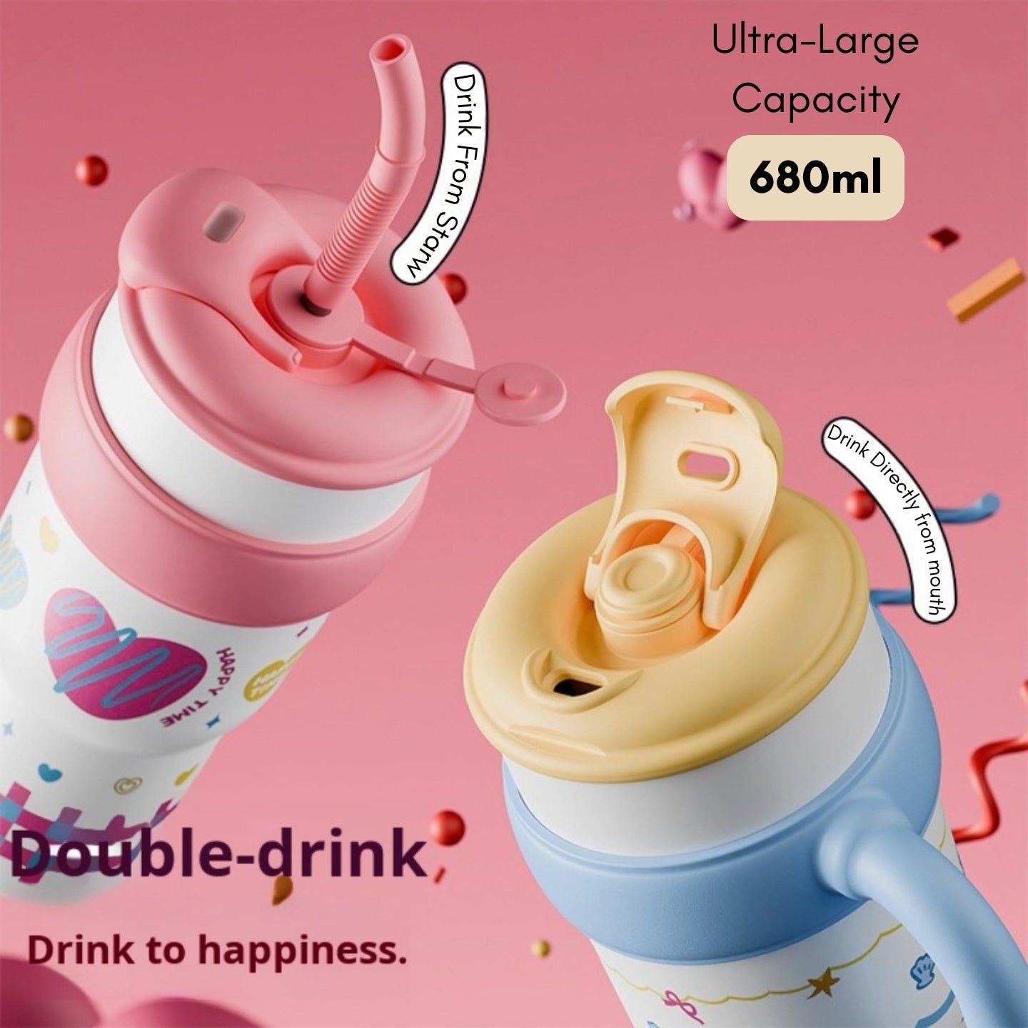 Little Angel - Kids Water Bottle 680 Ml 316 Stainless Steel Straw Cup