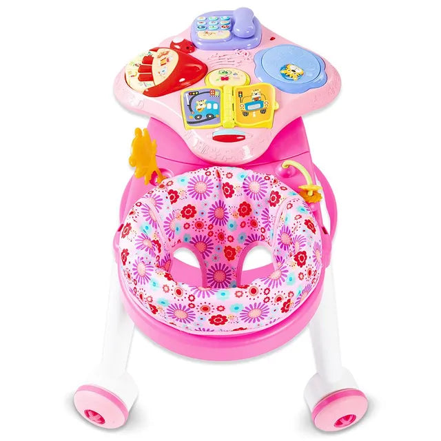 Little Angel - 3-In-1 Baby Walker Rotating Chair & Table Playset - Pink