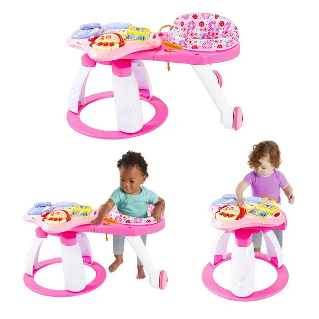 Little Angel - 3-In-1 Baby Walker Rotating Chair & Table Playset - Pink