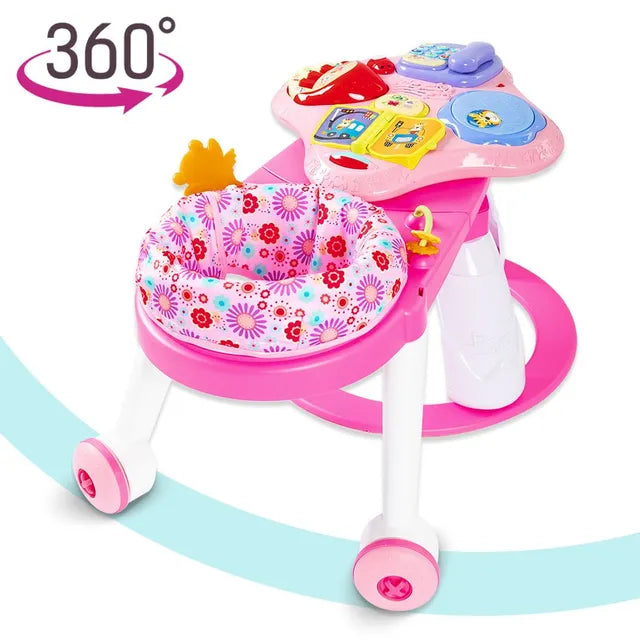 Little Angel - 3-In-1 Baby Walker Rotating Chair & Table Playset - Pink