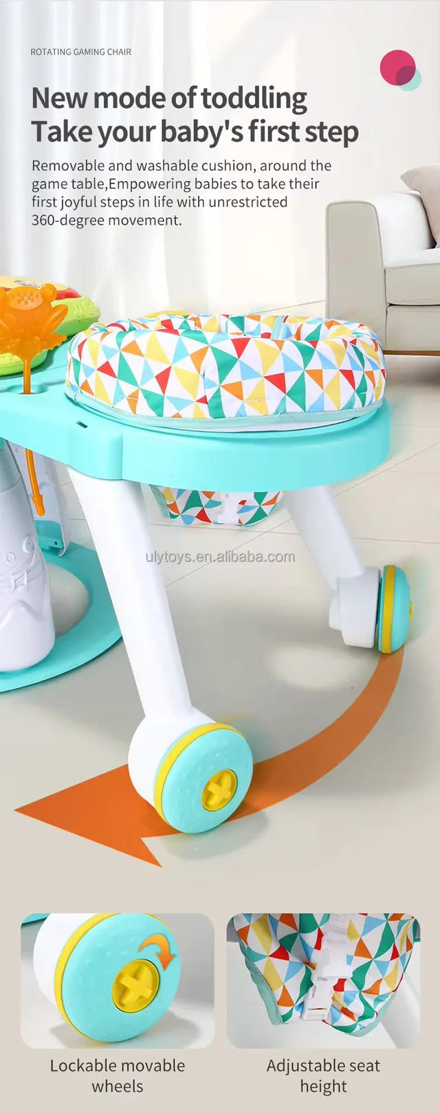 Little Angel - 3-In-1 Rotating Baby Activity Walker - Green
