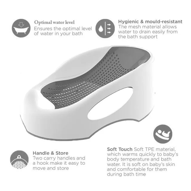 Little Angel - Baby Bath Seat Booster For Newborn For 3 - 6 Month - Grey