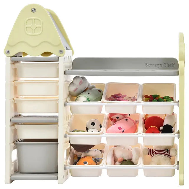 Little Angel Toys Organizer Cabinet With 14 Bins & Hook - Green/White
