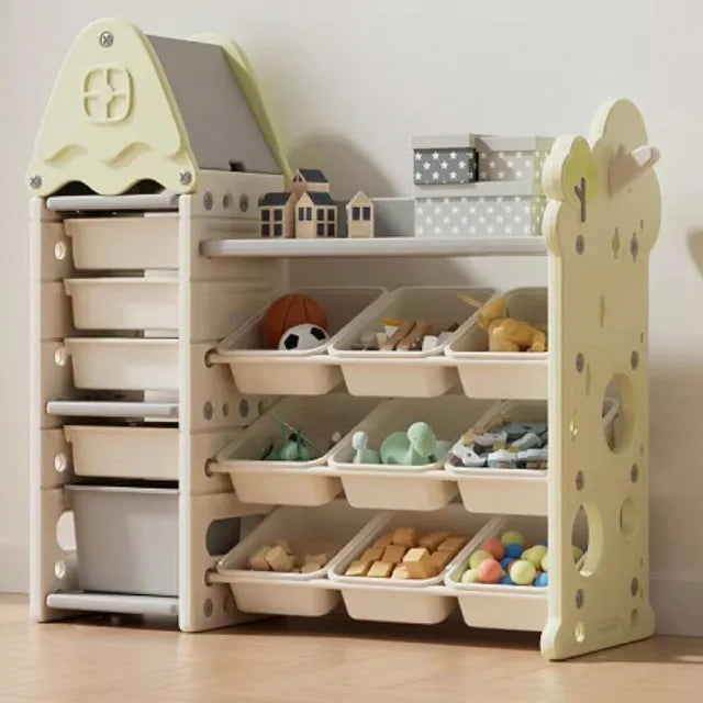 Little Angel Toys Organizer Cabinet With 14 Bins & Hook - Green/White